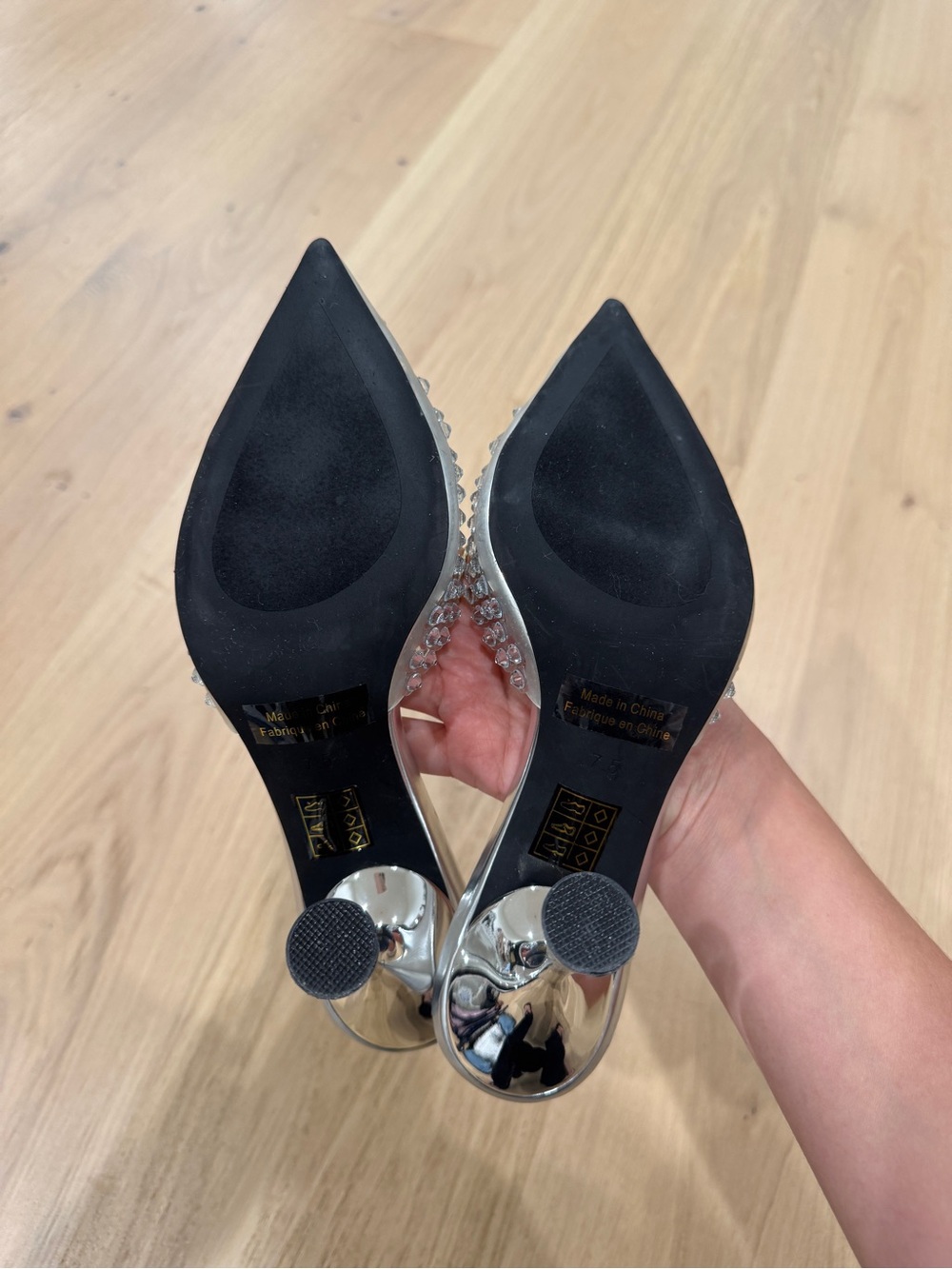Jeffrey Campbell Silver Crystal-Embellished Pointed Mules - Picture 5 of 5